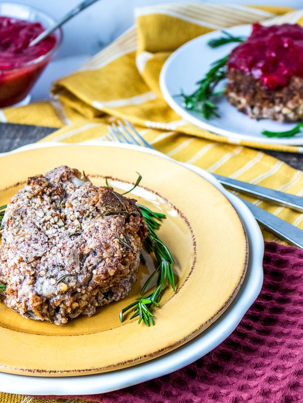 Baked Pork Chops with Pecan Crust and Plum Sauce