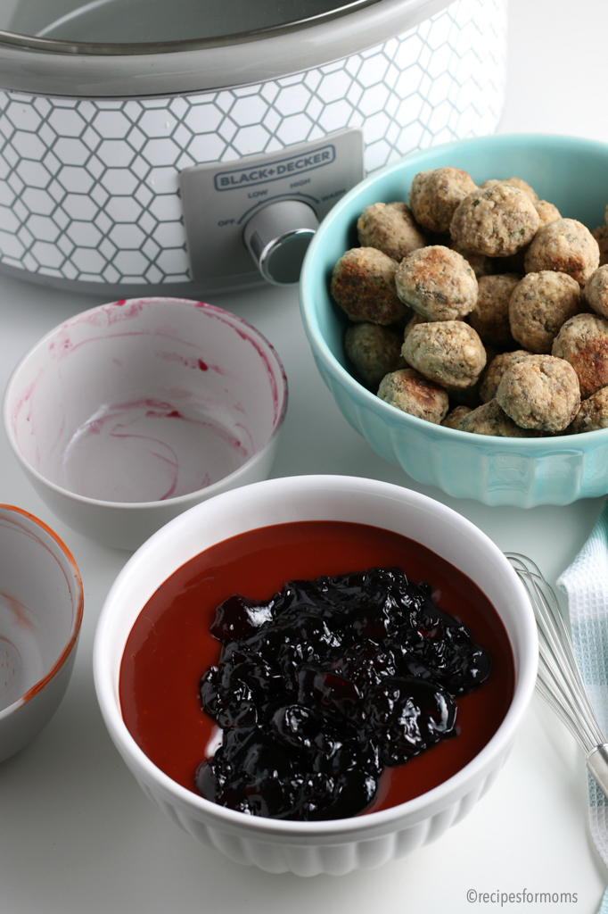 grape jelly and barbecue sauce with meatballs