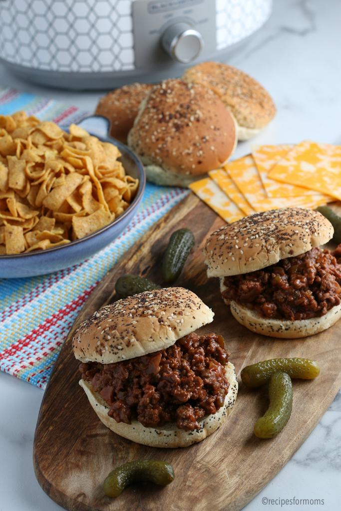 Homemade Sloppy Joes served with Fritos and cheese